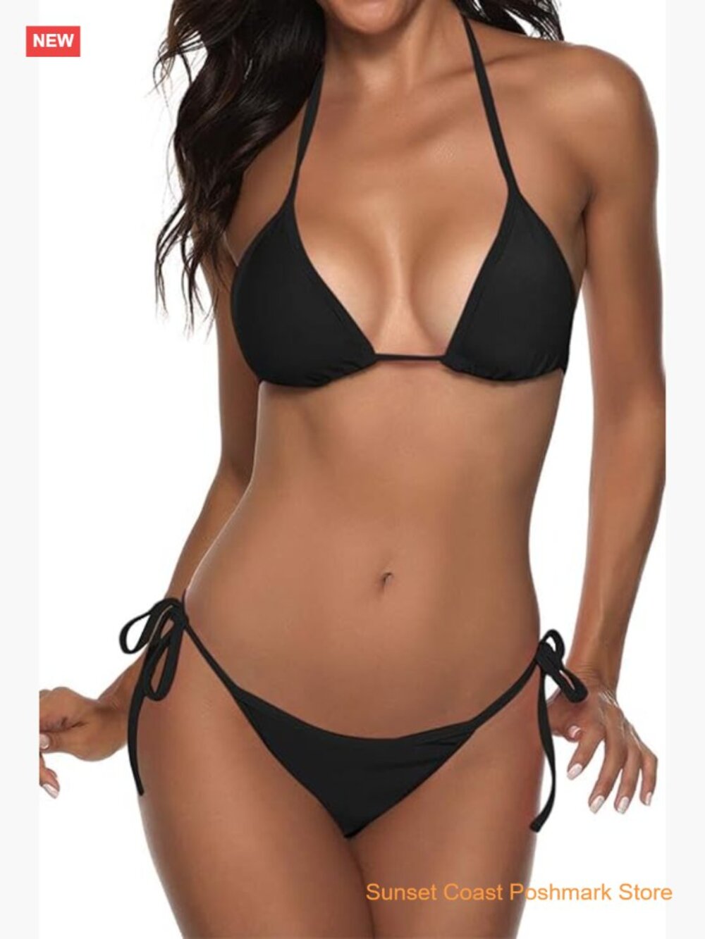 Women Triangle Halter Bikini Set with Removable Pads Brazilian Cut